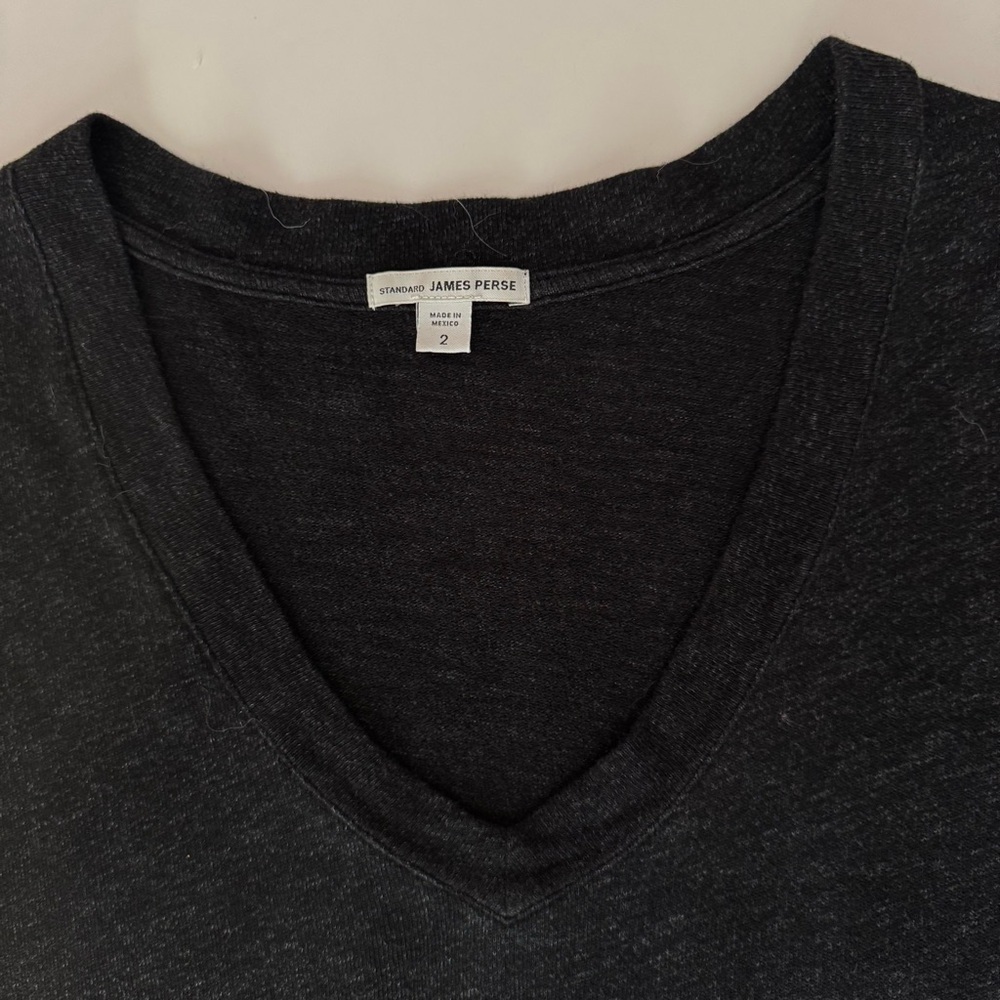 JAMES PERSE Long Sleeve V-Neck Top Black Knit Size 2/Medium - Picture 10 of 12